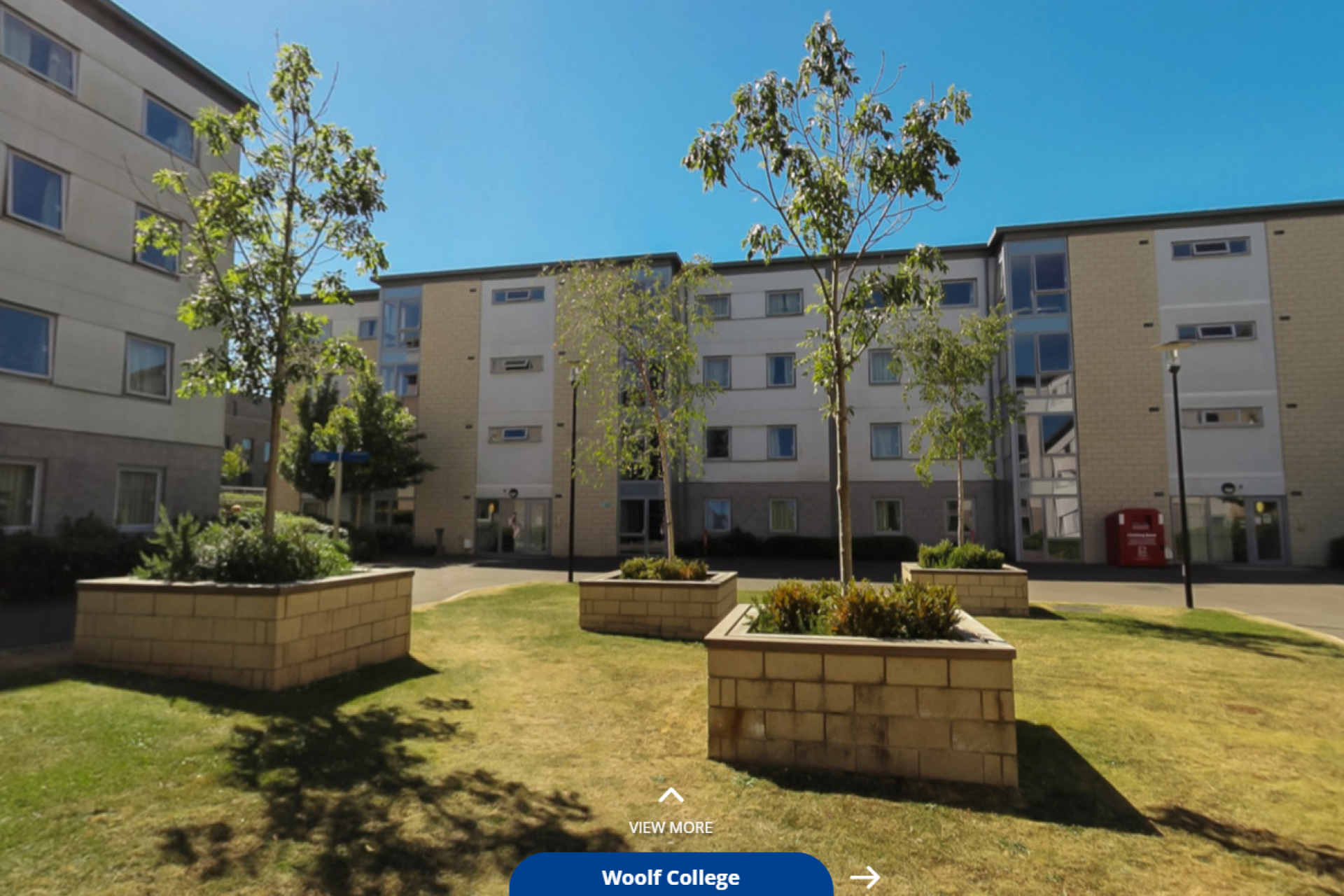 Woolf College courtyard shown on virtual tours